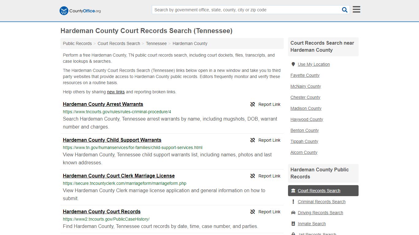 Hardeman County Court Records Search (Tennessee) - County Office
